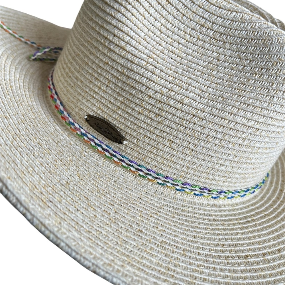 Panama Jack Paper Straw Floppy Sun Hat Colorful Braid - Picture 2 of 7